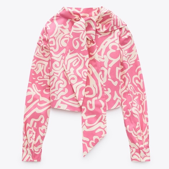 ZARA BNWT Printed Tied Top - Picture 2 of 5
